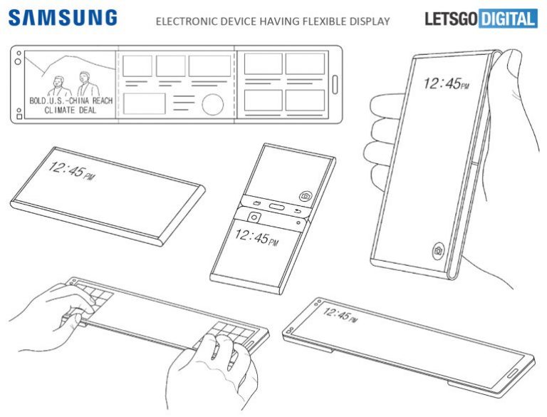 Samsung brevetează un telefon pliabil cu ecran flexibil, care devine ceas şi navigator GPS auto