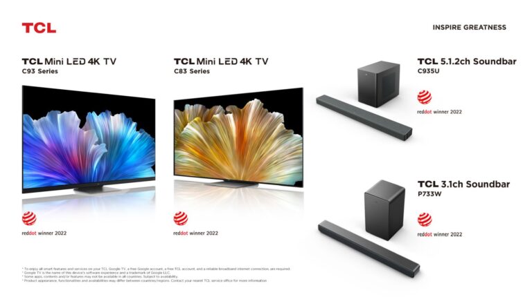 TCL câştigă premiul pentru design de produs 2022 Red dot Awards: TV-uri + soundbar
